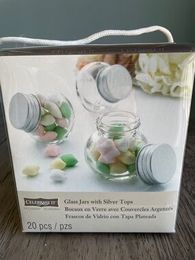 Celebrate It Clear Glass Jars with Silver Lids - 20 Jars